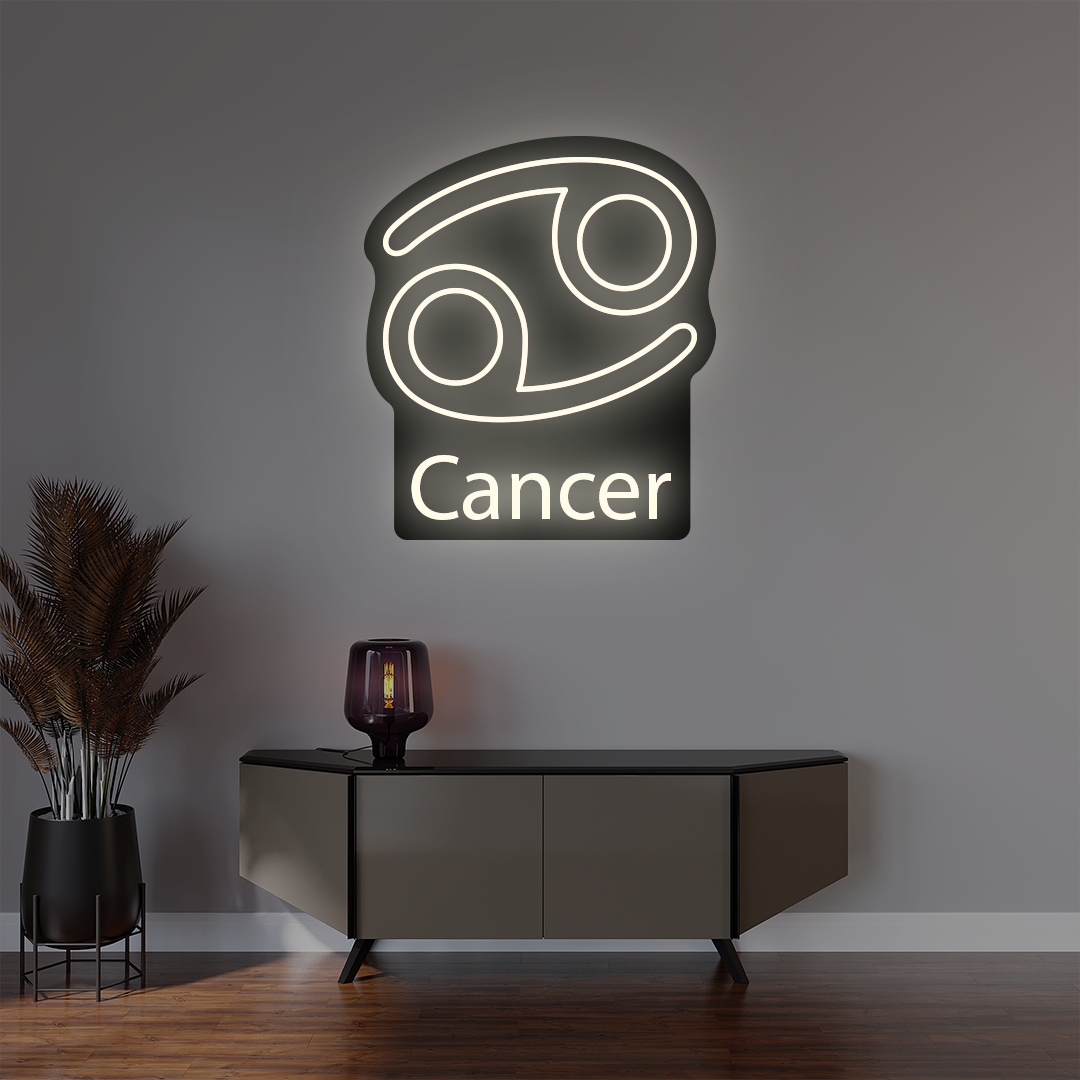 Cancer Zodiac Illuminated Sign | White