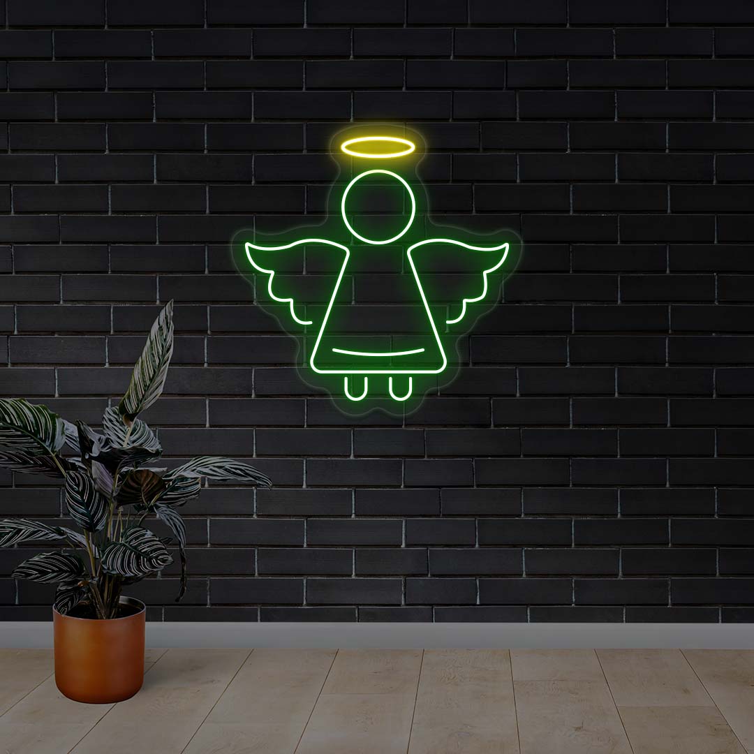 Christmas Angel Neon Sign | Green