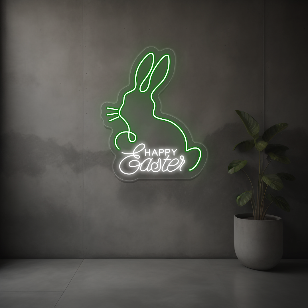 Happy Easter Bunny Neon Sign | Green