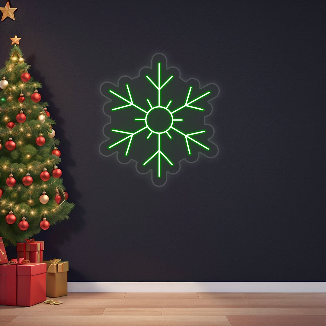 Snow Flake Neon Sign | Green