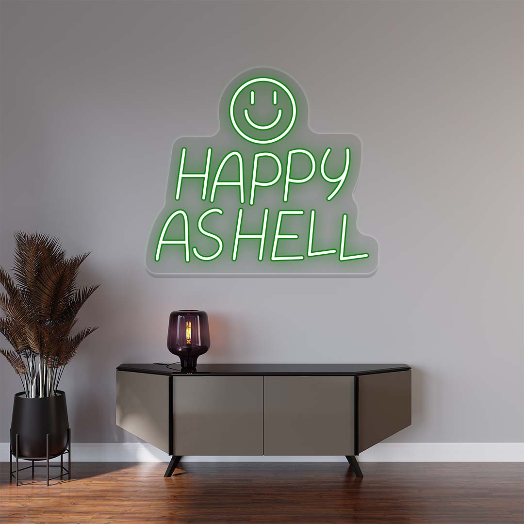 Happy As Hell Neon Sign | Green