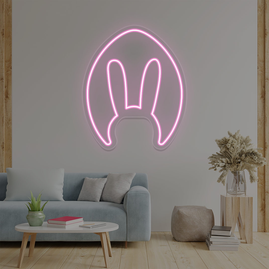 Pink bunny ears neon sign wall art