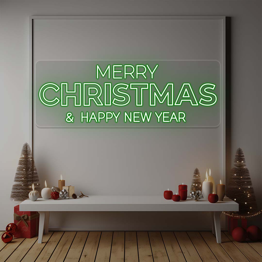Merry Christmas And Happy New Year Neon Sign | Green