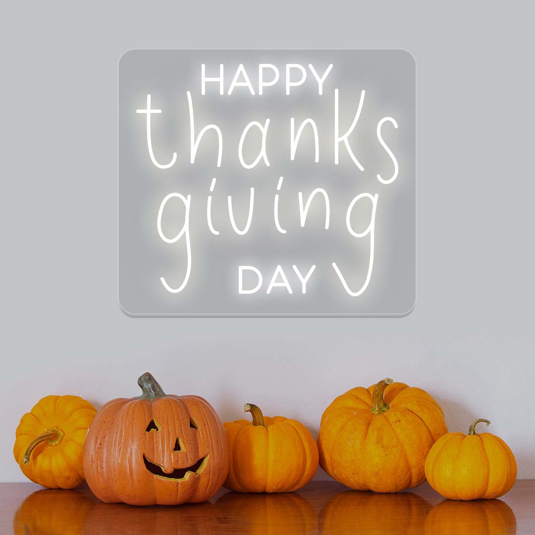 Happy Thanksgiving Day - Multicolor Neon Sign