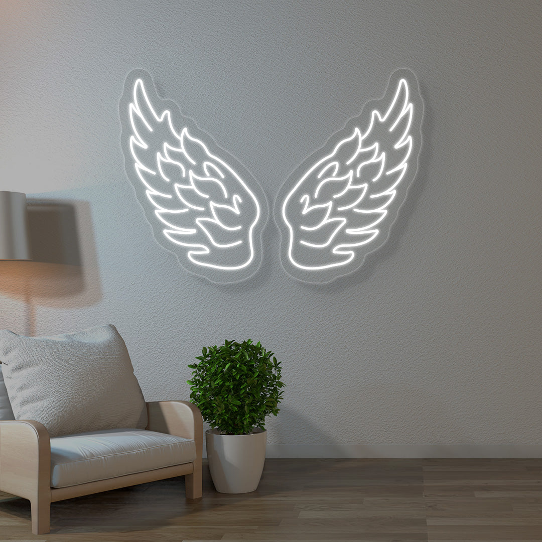 Angel Wings Neon Sign | White