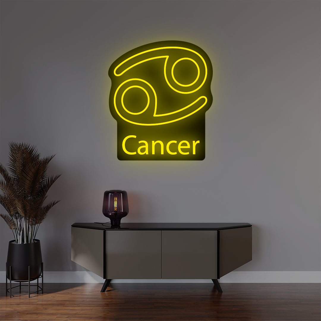 Cancer Zodiac Illuminated Sign | Yellow