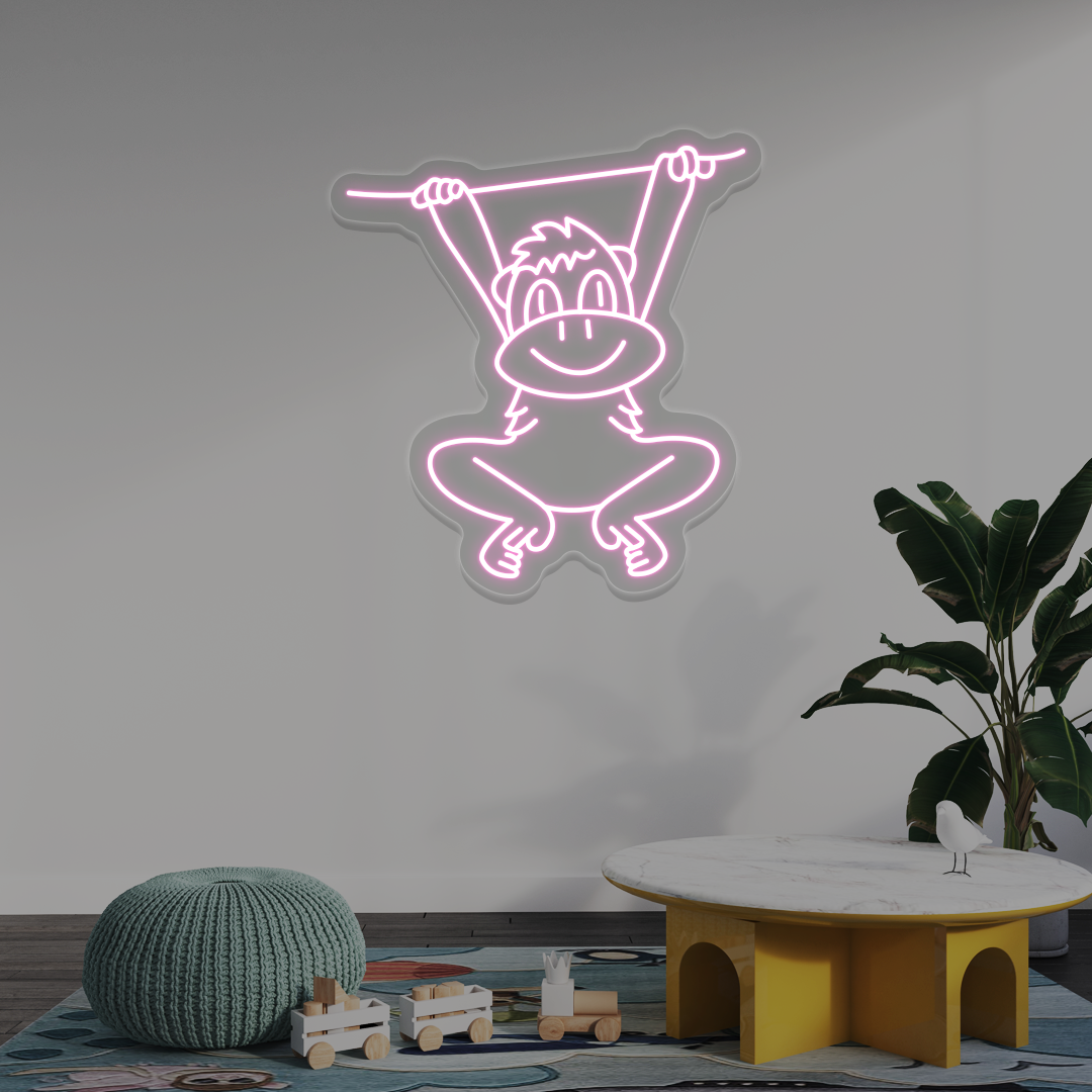 Swinging Monkey Neon Sign | Pink