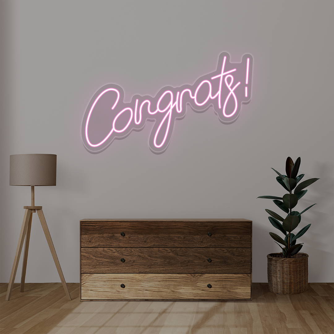 Congrats Neon Sign | Pink