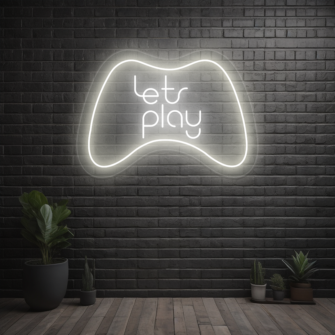 Lets Play Neon Sign | Warmwhite