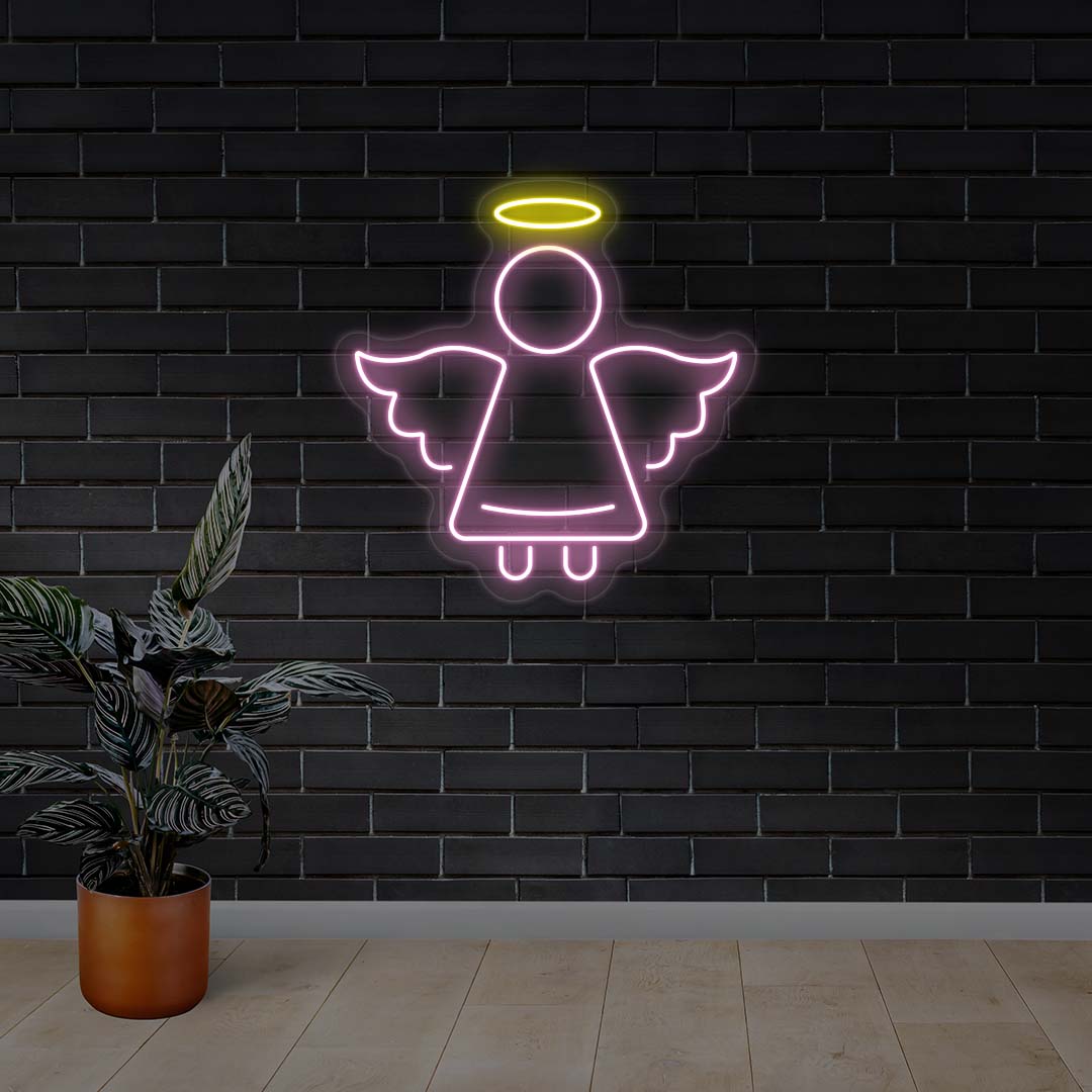 Christmas Angel Neon Sign | Pink