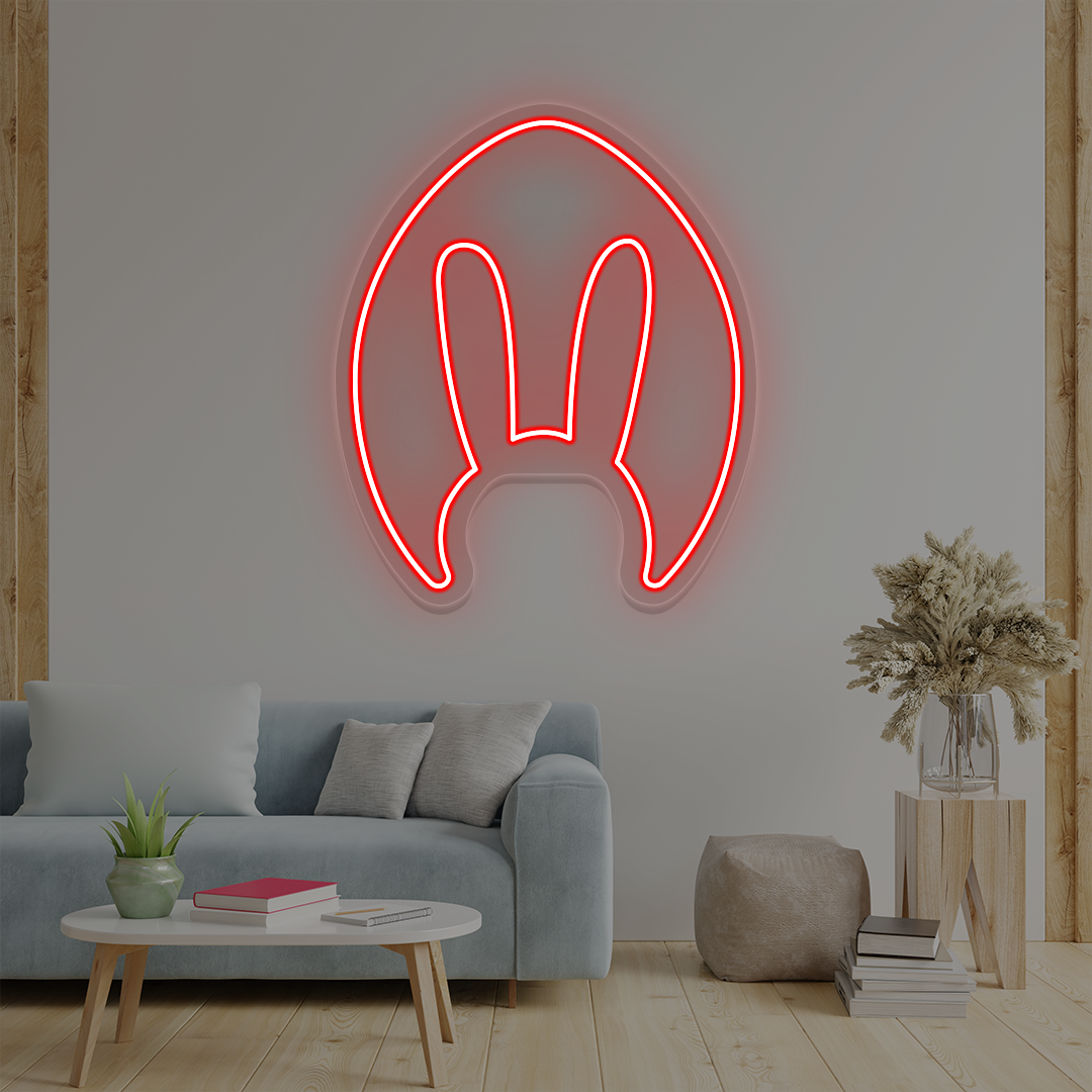 Red bunny ears neon sign wall art