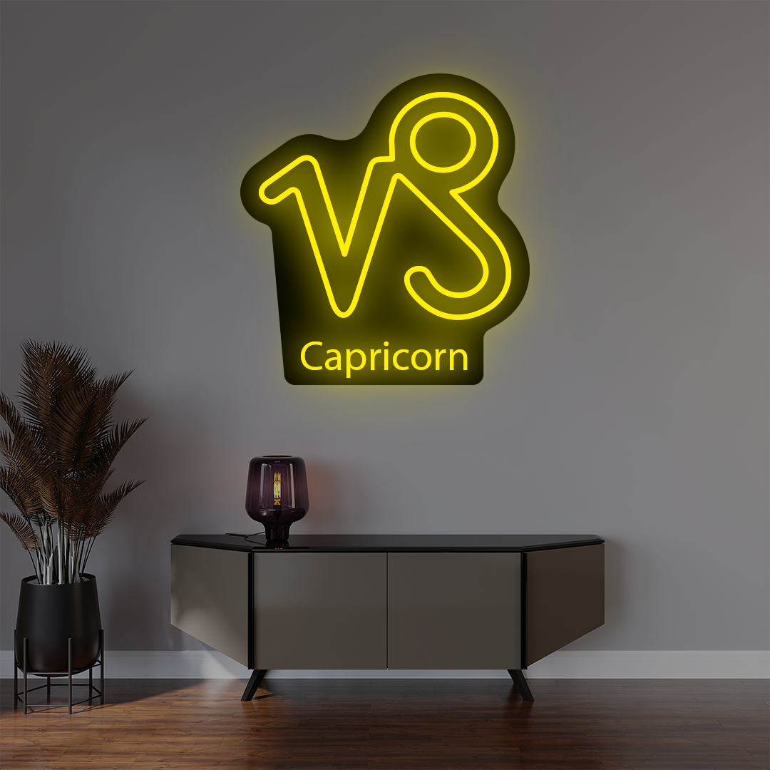 Capricorn Zodiac Illuminated Sign | Yellow