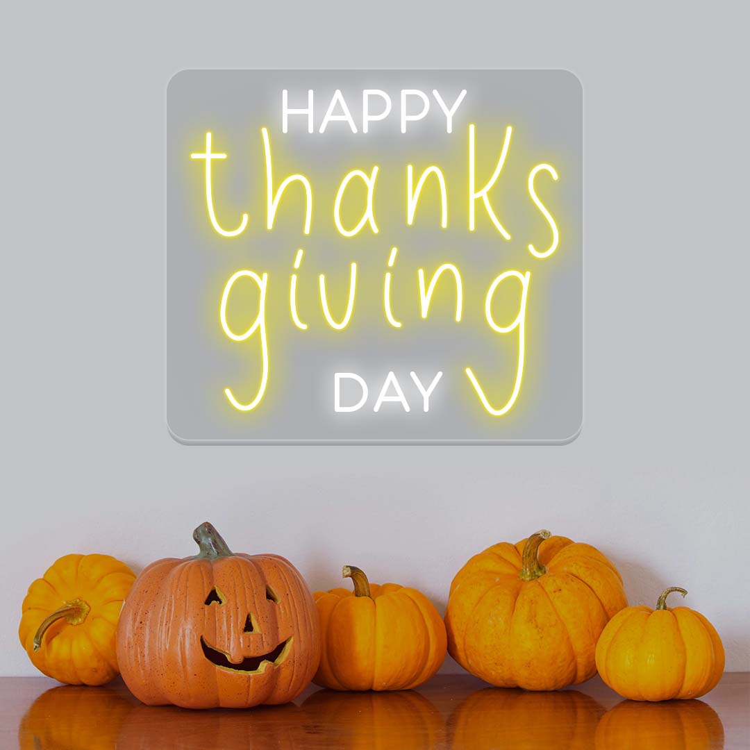 Happy Thanksgiving Day - Multicolor Neon Sign