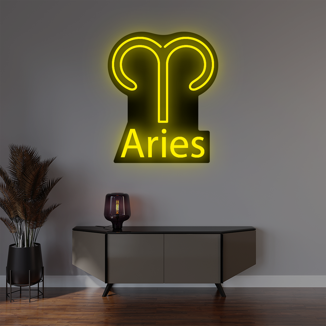 Aries Zodiac Illuminated Sign | Yellow