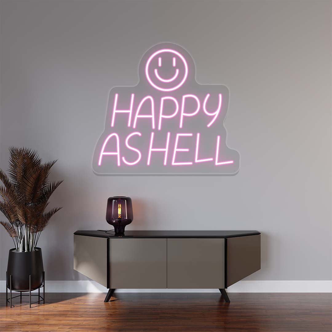 Happy As Hell Neon Sign | Pink