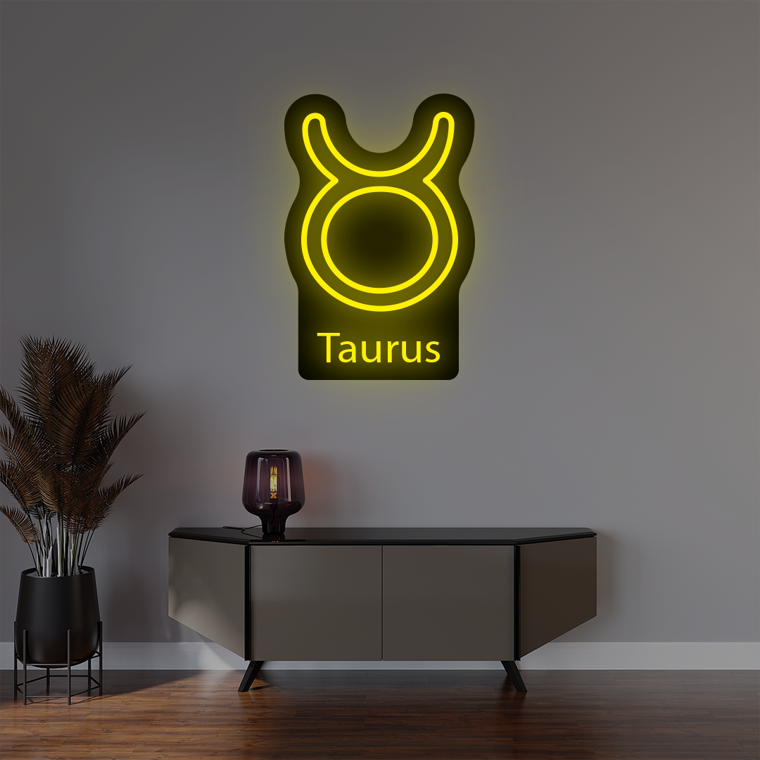 Taurus Zodiac Illuminated Sign | Yellow