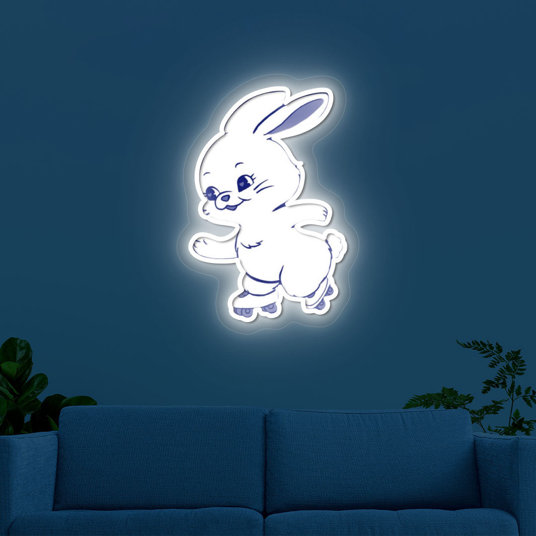 Newjeans Bunny Neon Artwork | White