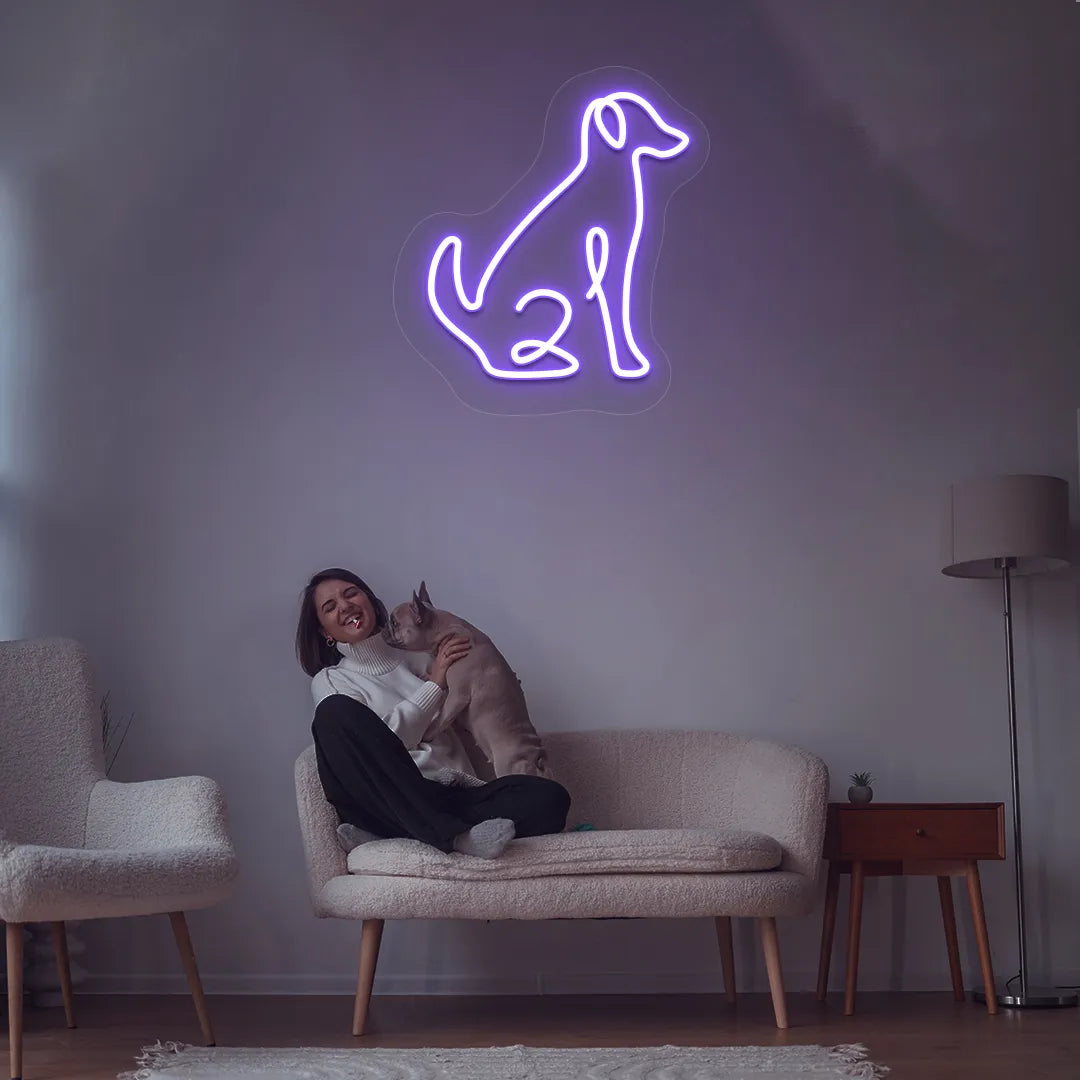 Contour Dog Neon Sign | Purple