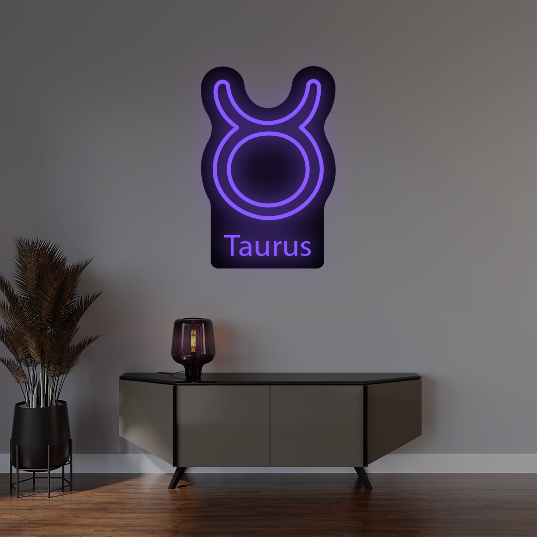 Taurus Zodiac Illuminated Sign | Purple