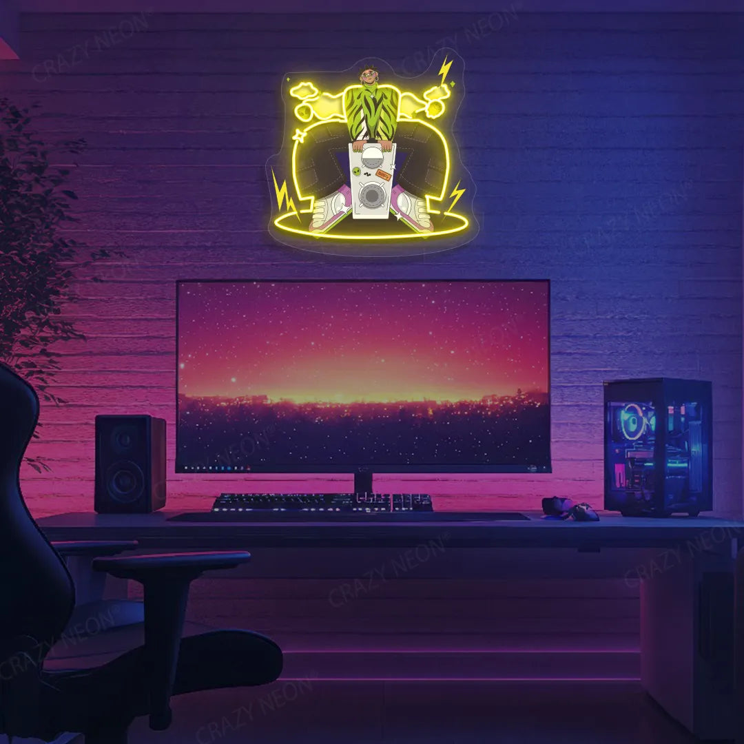 Boombox Vibe Neon Artwork | Yellow