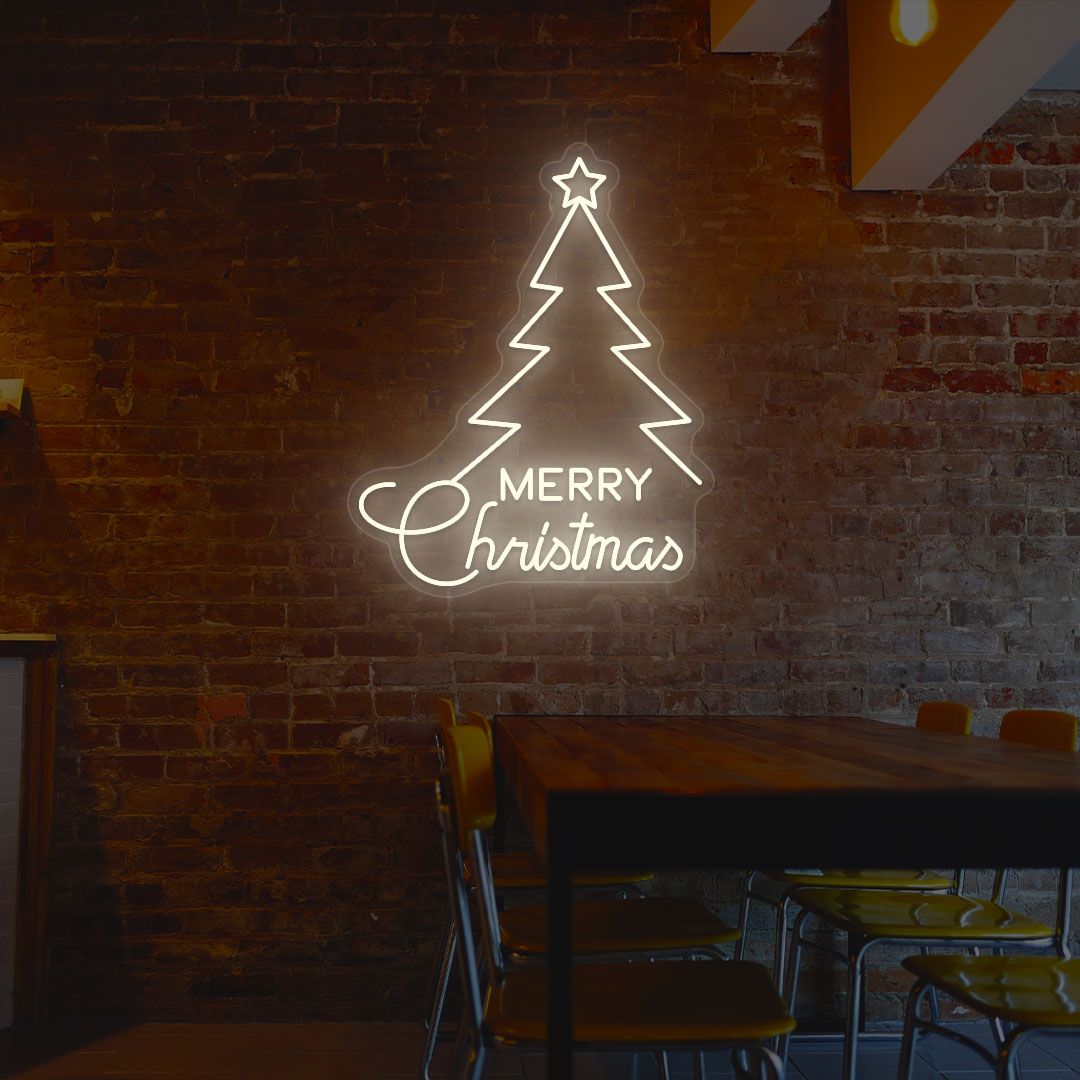 Merry Christmas With Tree Neon Sign