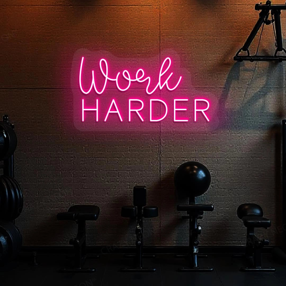 Work Harder Neon Sign | Pink