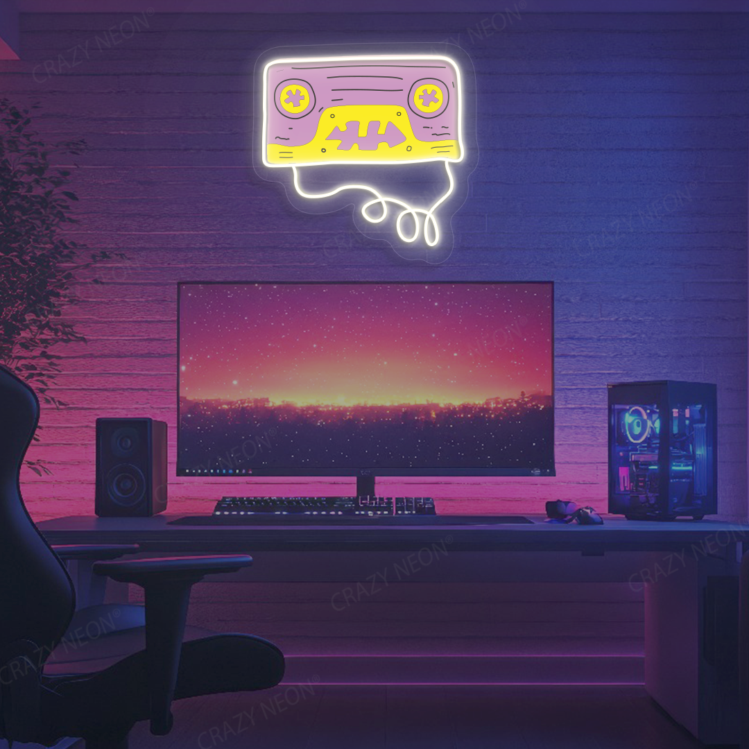 Throwback Cassette Tape Neon Artwork
