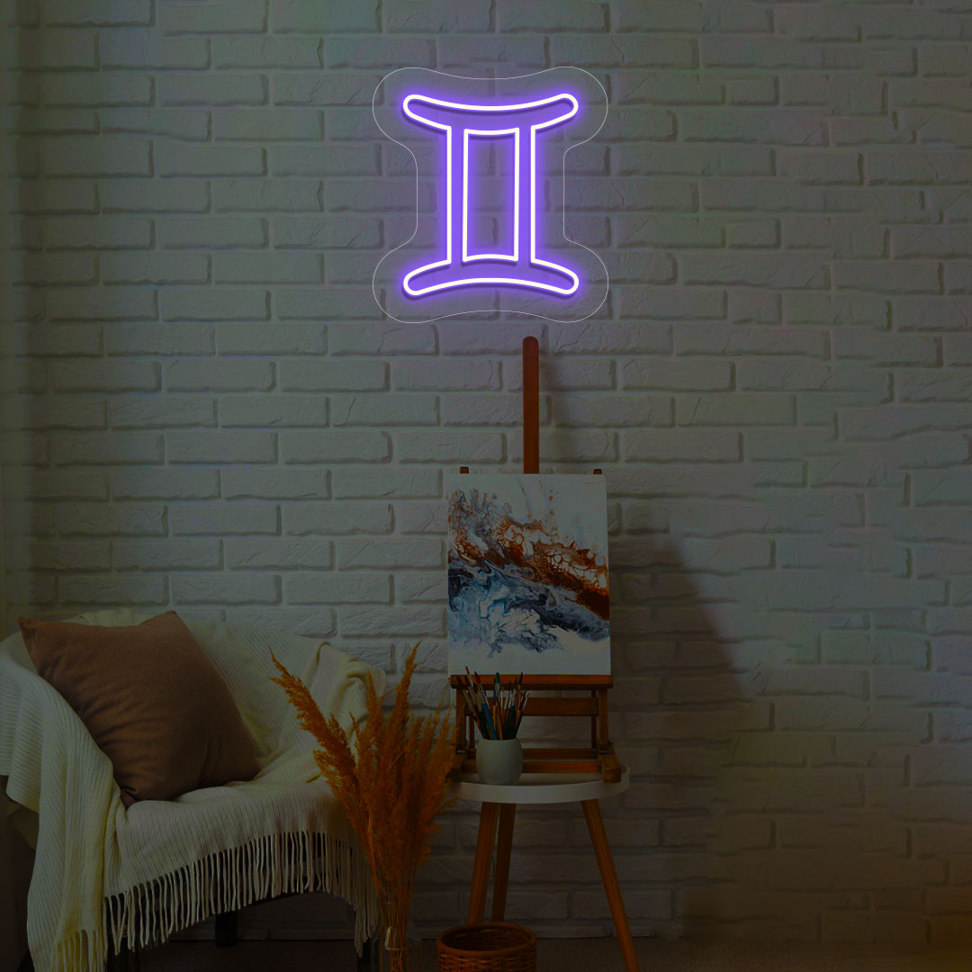 Gemini Zodiac Neon Sign | Purple