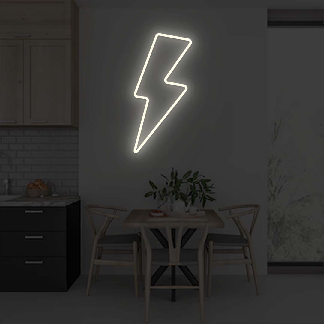 Lightning Bolt Neon Sign | White