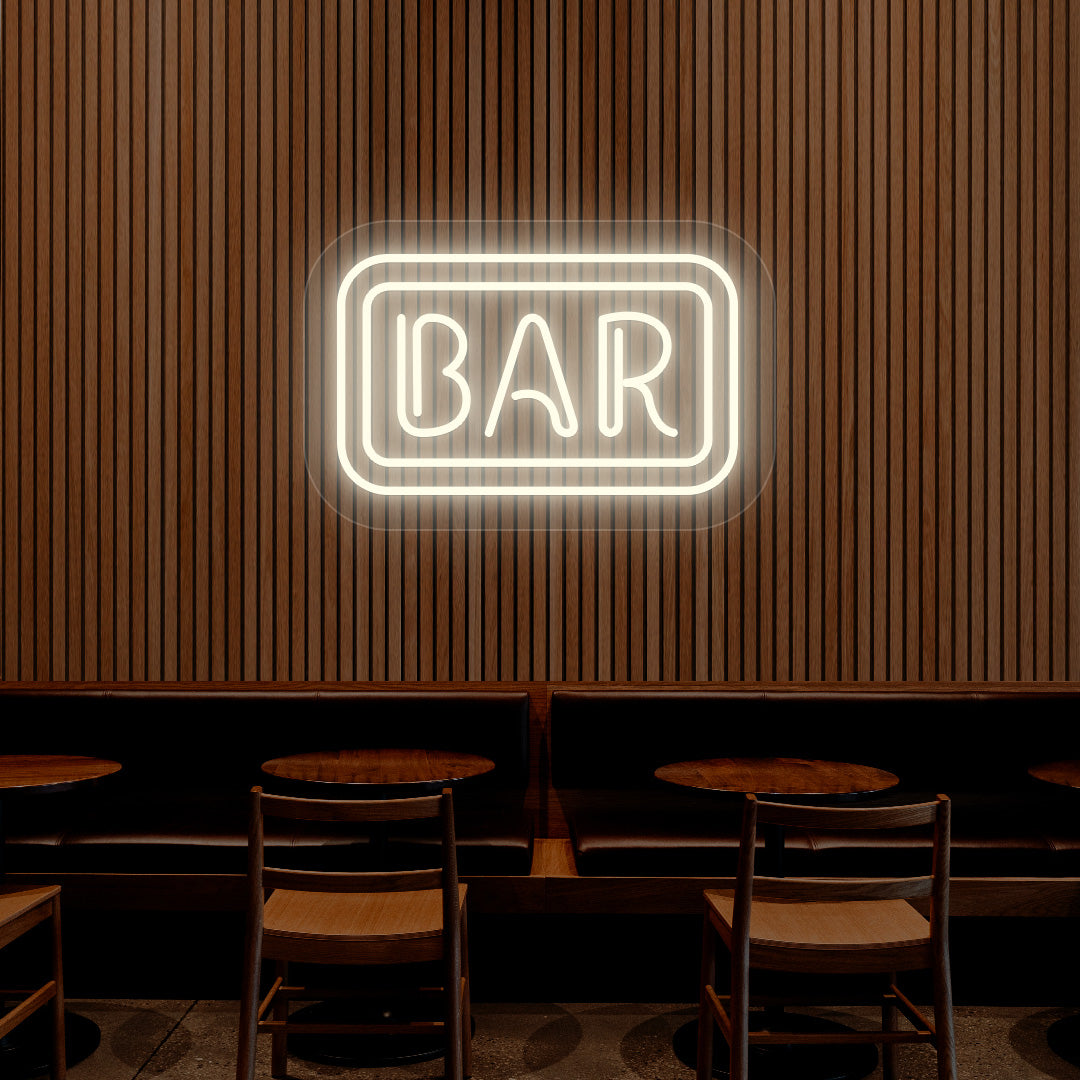 Rectangular Bar Neon Sign | White