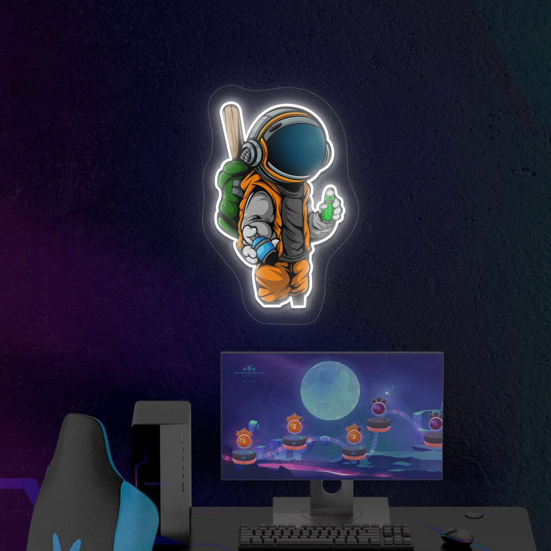 Cool Astronaut Neon Artwork | White