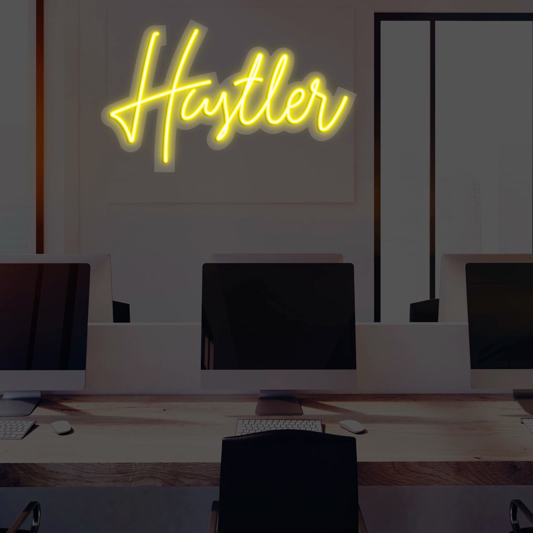 Hustler Neon Sign | Yellow