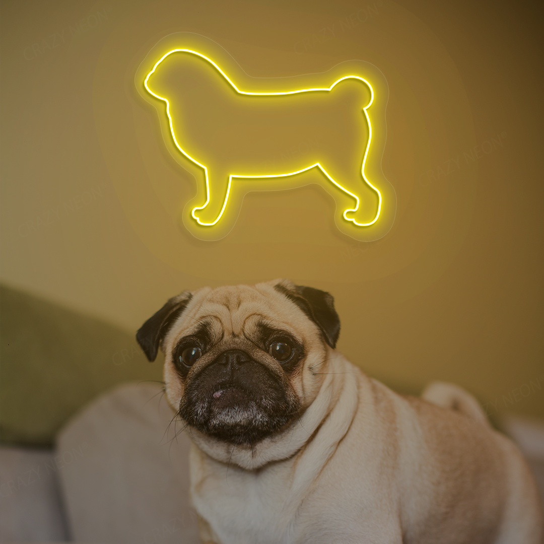 Pug Neon Sign | Yellow