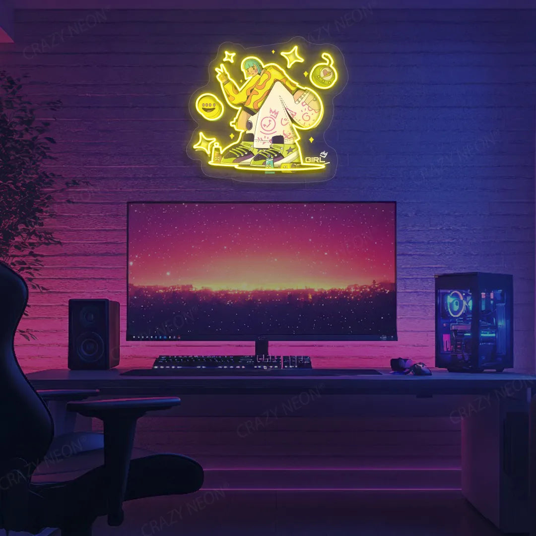 Vibe Queen Neon Artwork | Yellow