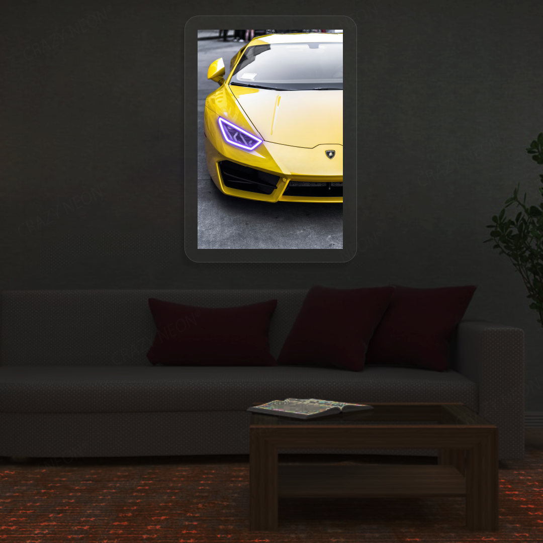 Lambo Huracán Headlight Neon Artwork | Purple