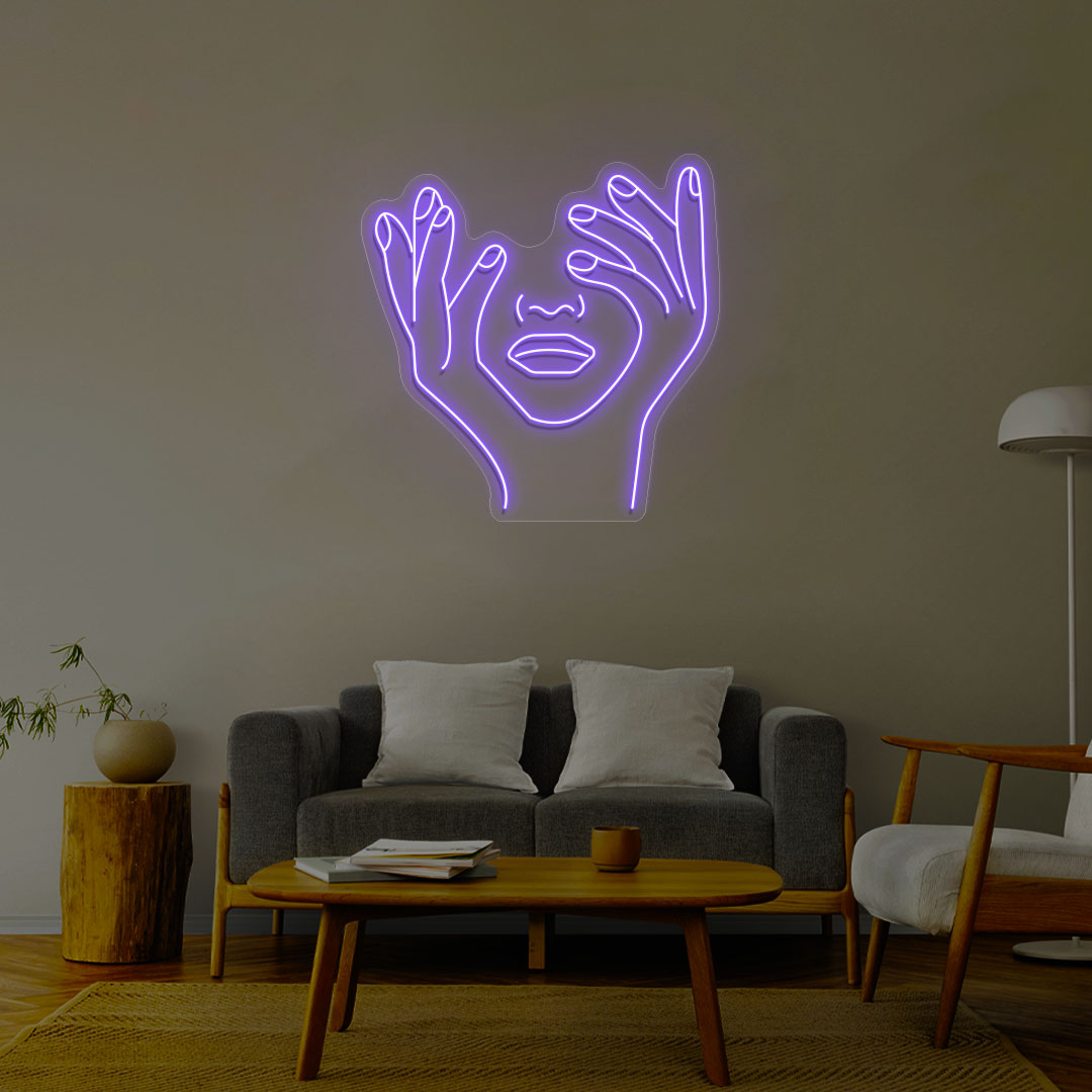 Aesthetic Face Neon Sign | Purple