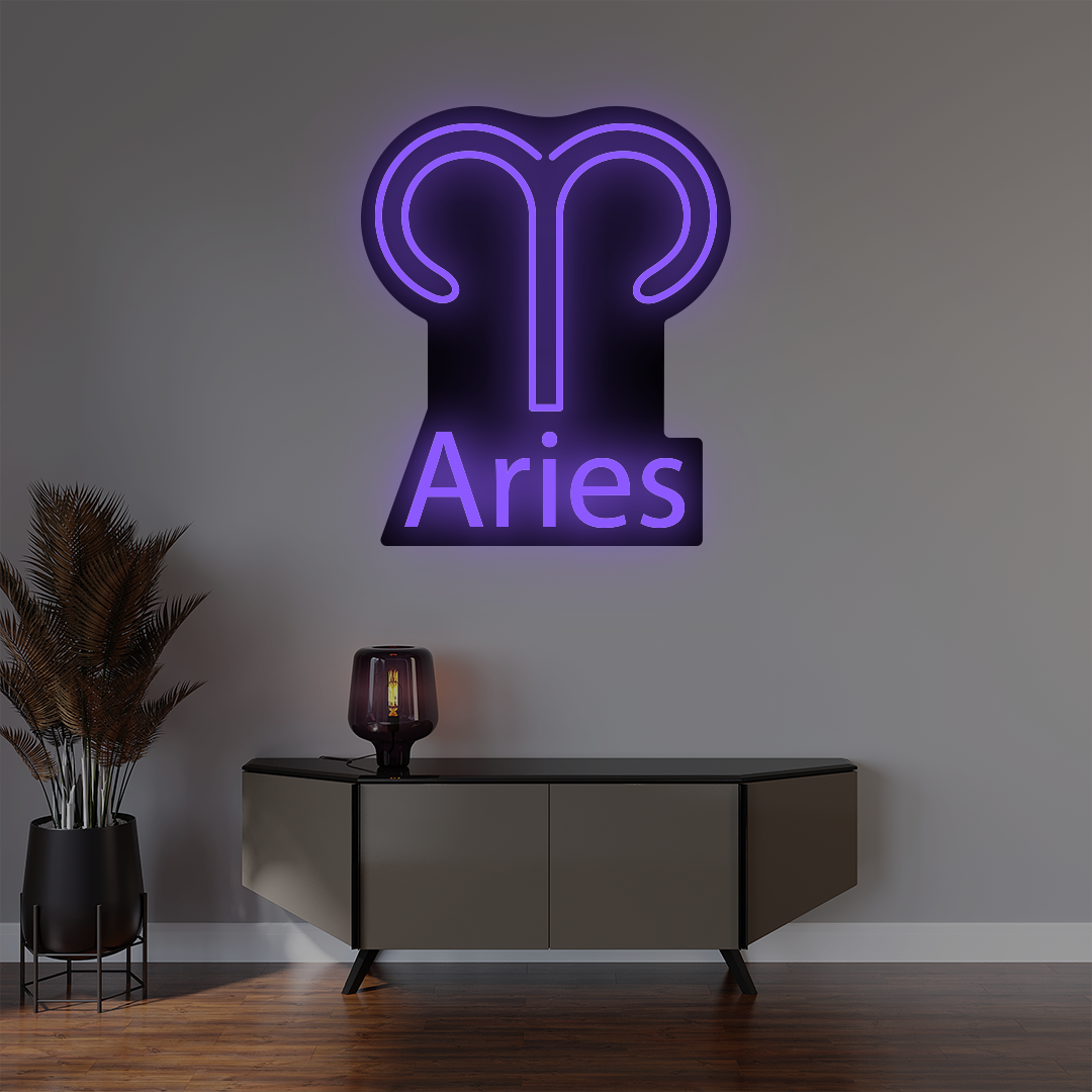 Aries Zodiac Illuminated Sign | Purple