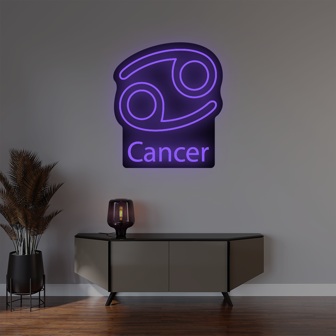 Cancer Zodiac Illuminated Sign | Purple