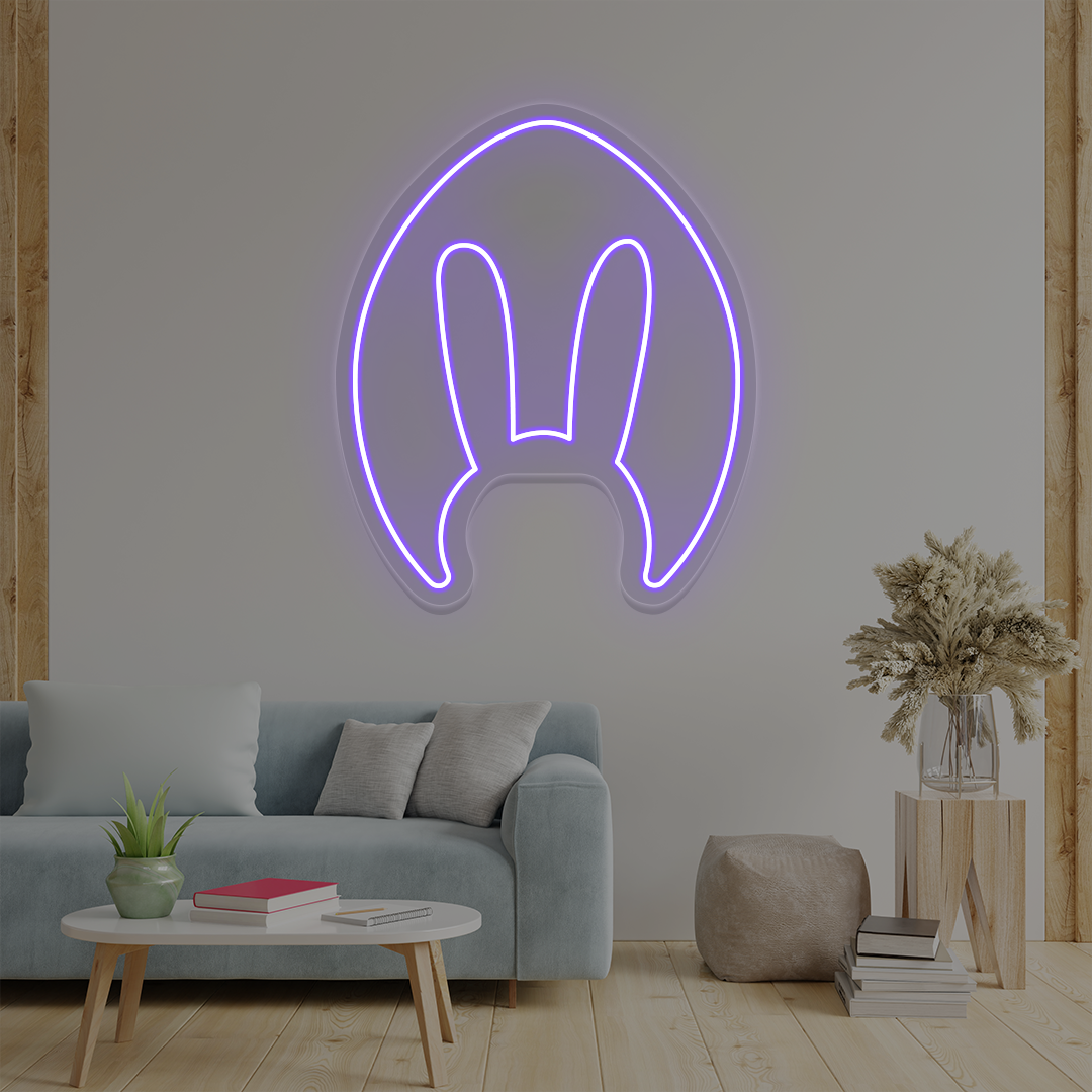 purple bunny ears neon sign wall art