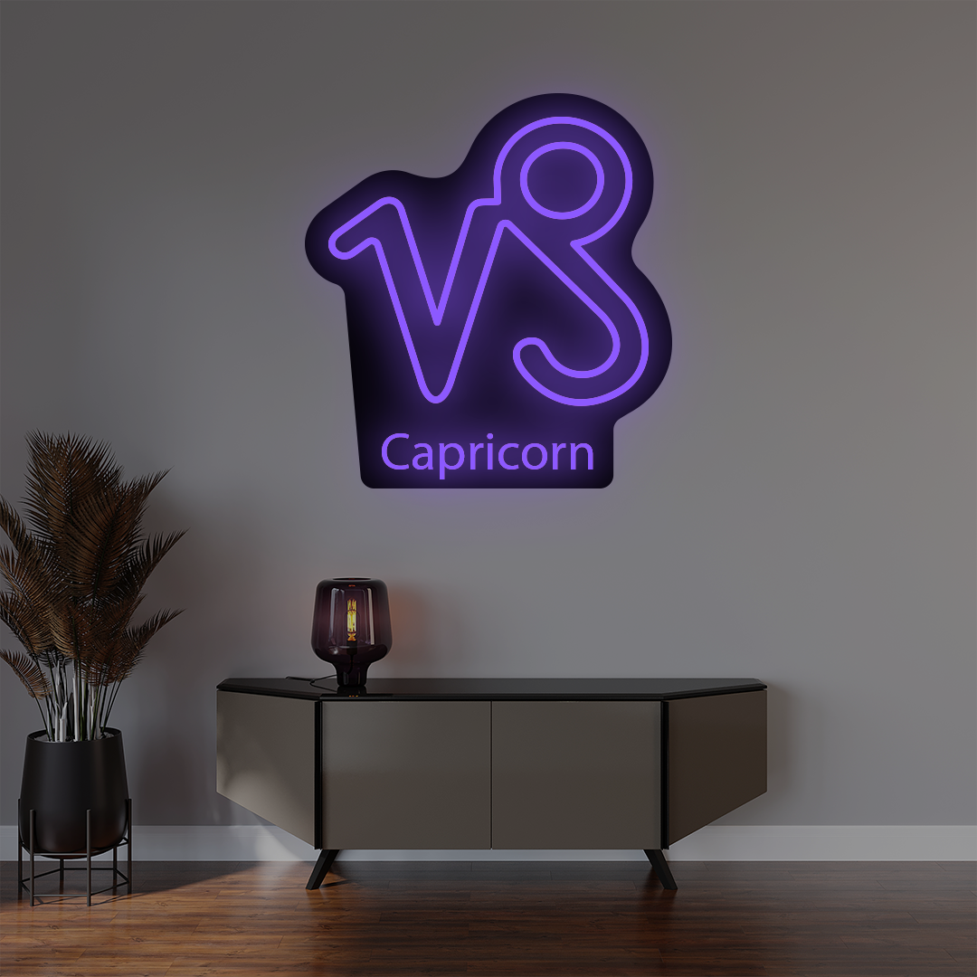 Capricorn Zodiac Illuminated Sign | Purple