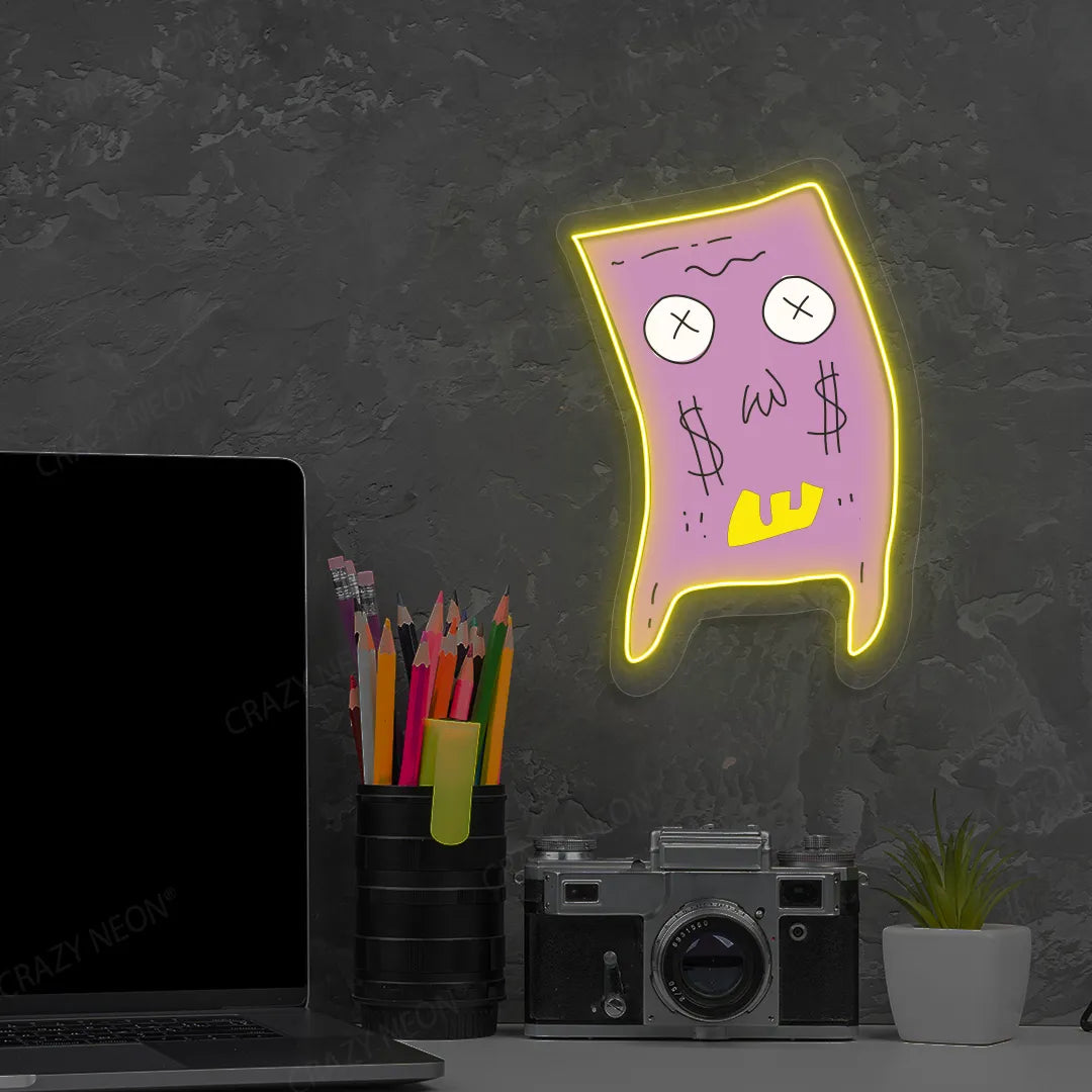 Money Mood Neon Artwork | Yellow