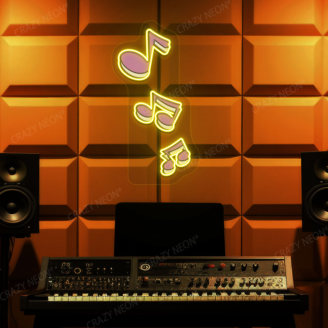Musical Notes Neon Artwork | Yellow