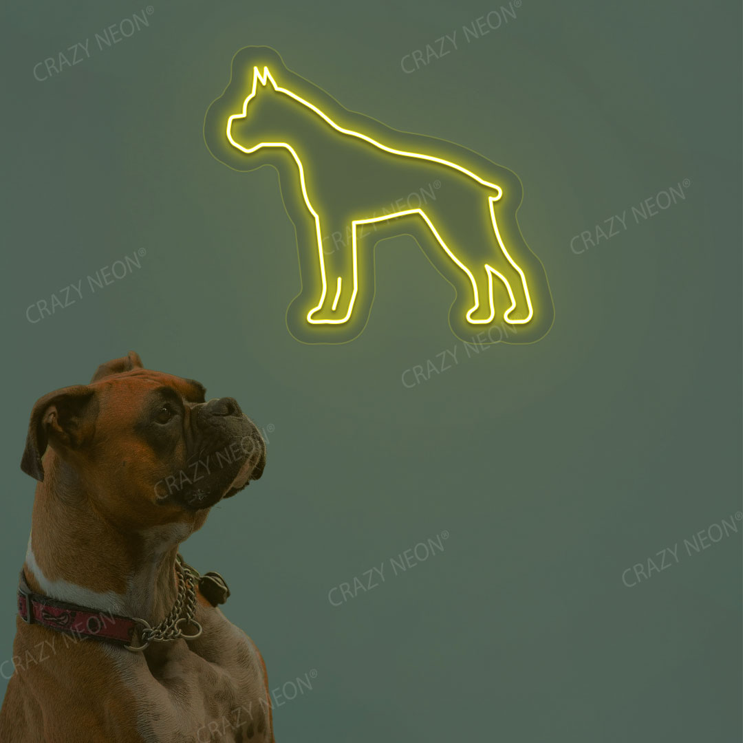 Boxer Dog Neon Sign | Yellow