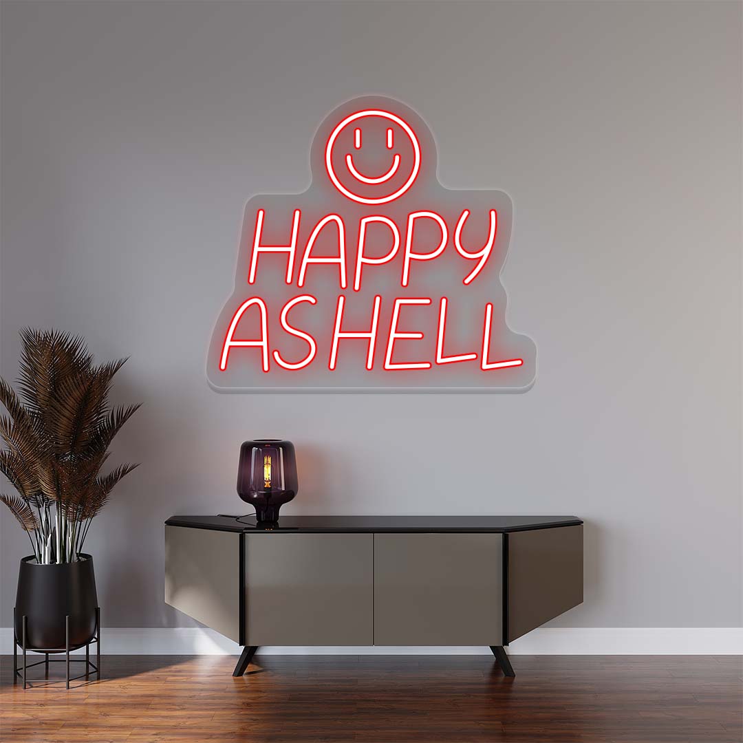 Happy As Hell Neon Sign | Red