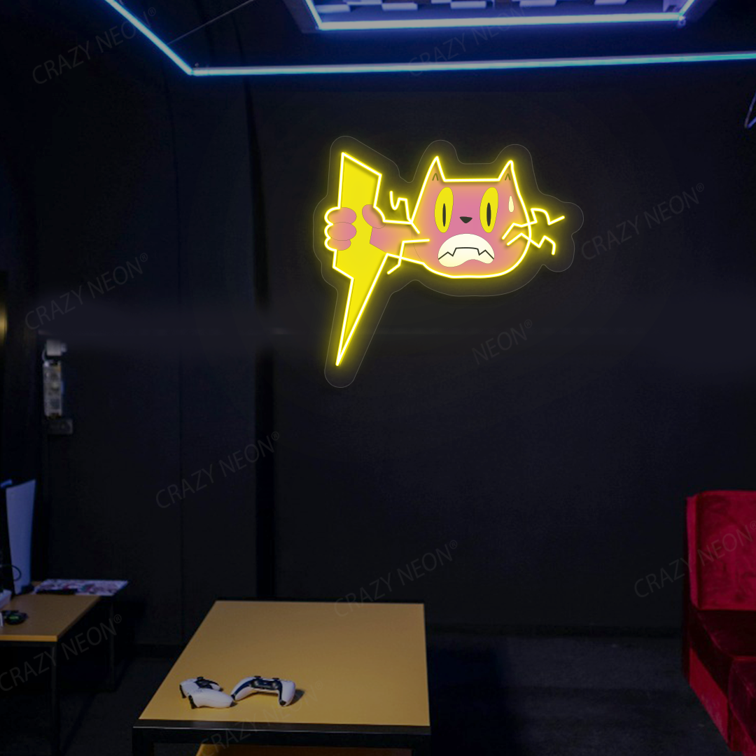 Zap Meow Neon Artwork | Yellow