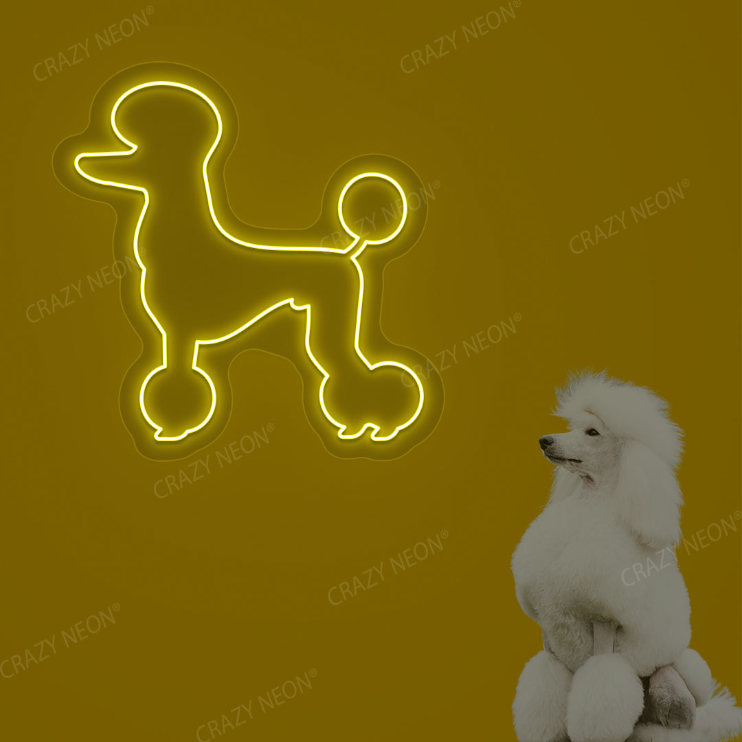 White Poodle Dog Neon Sign | Yellow