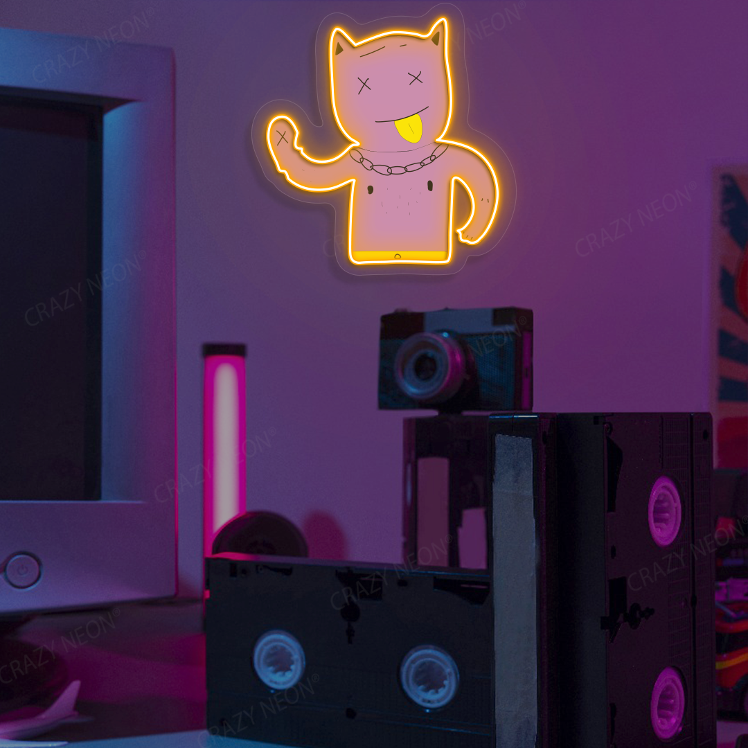 Zone Out Kitty Neon Artwork | Orange