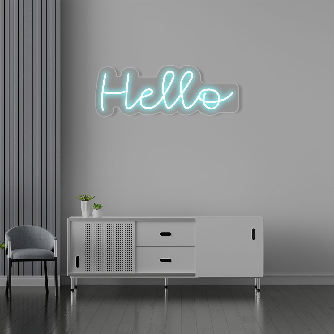 Hello Neon Sign | Ice Blue