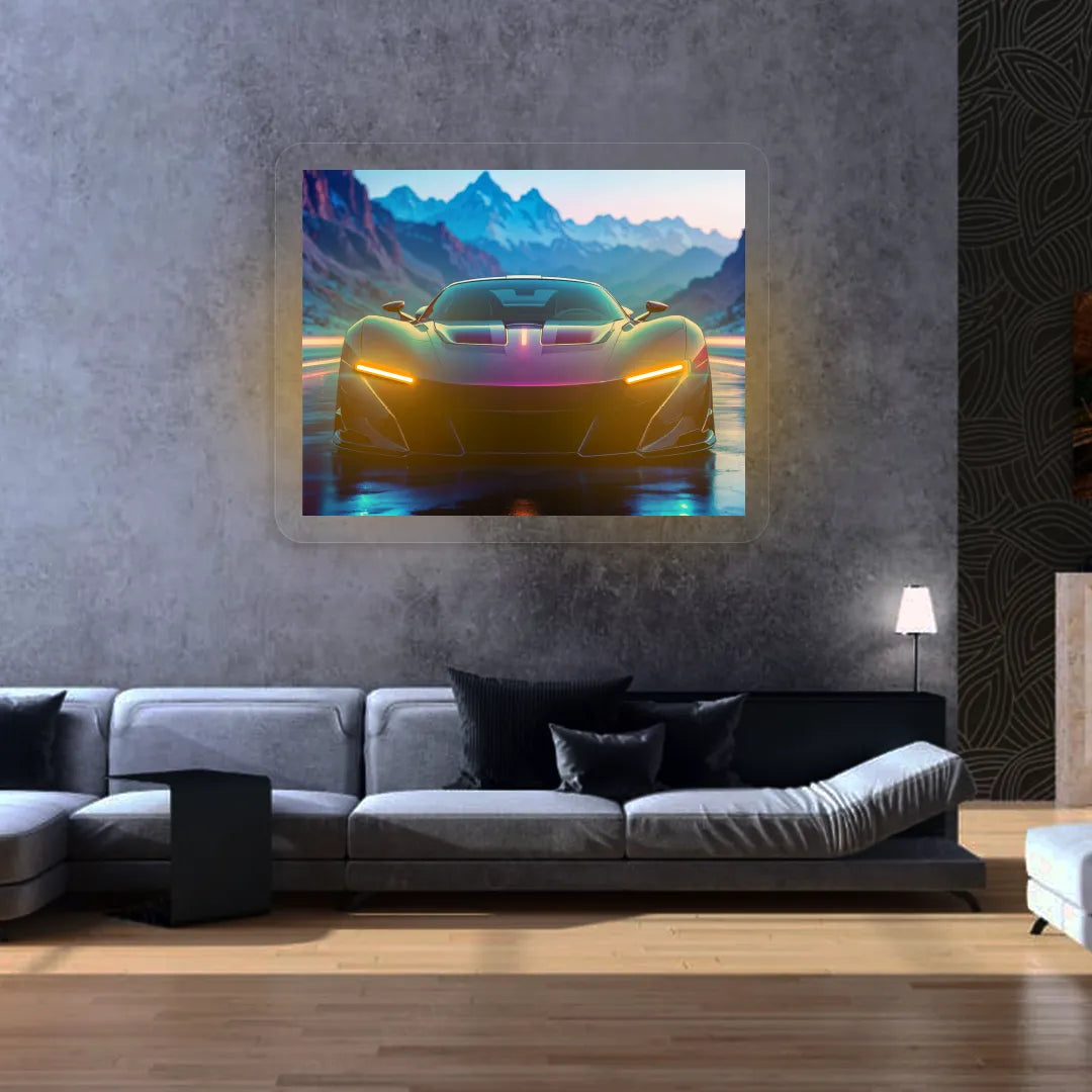 Concept Car Headlight Neon Artwork | Orange