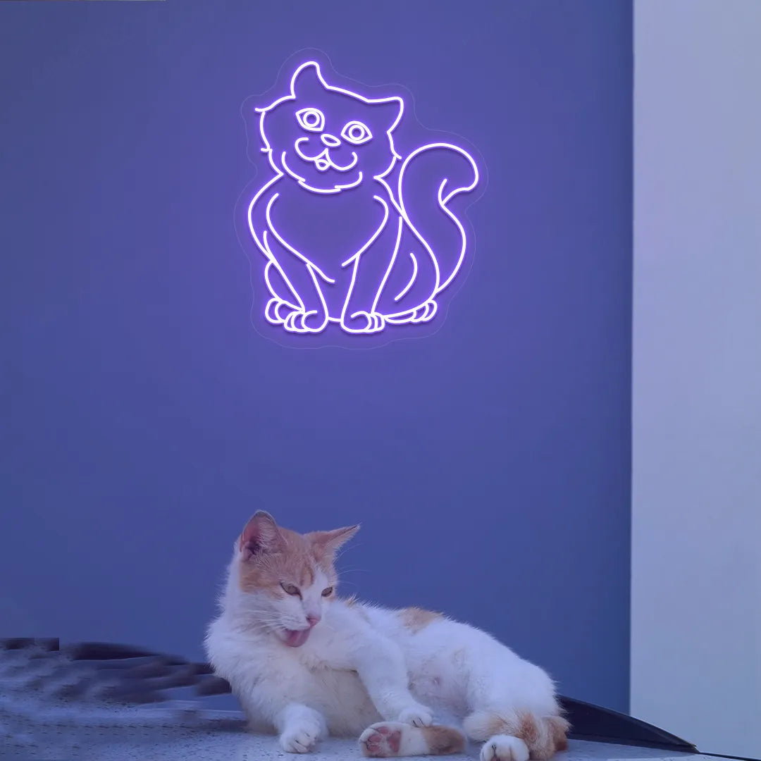 Meowster Cat Neon Sign | Purple